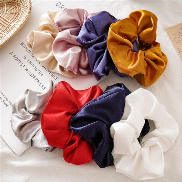 

elastic satin ribbon ponytail holder hair bands for women girls solid color soft rope headband headwear accessories