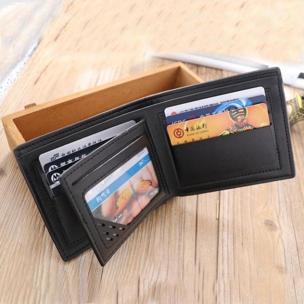 

wallets 2021 men's wallet cover short activity pu leather three fold business multi card coin purse, Red;black
