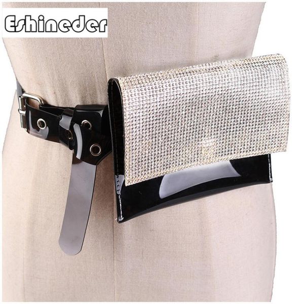 

waist bags eshineder 2021 women bag plastic transparent small female fashion rhinestone fanny belt luxury phone pouch
