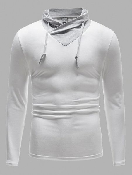 

men contrast panel drawstring tee i1bo#, White;black