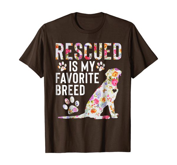 

dogs - rescued is my favorite breed floral t shirt, White;black
