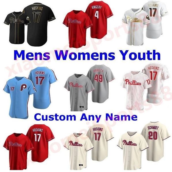 

custom philadelphia 2021 phillies baseball jerseys 3 bryce harpe 17 rhys hoskins 10 jt realmuto men women youth kids jersey stitched, Blue;black