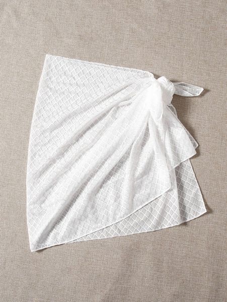 

knot side mesh cover up skirt 89fv#, White;black