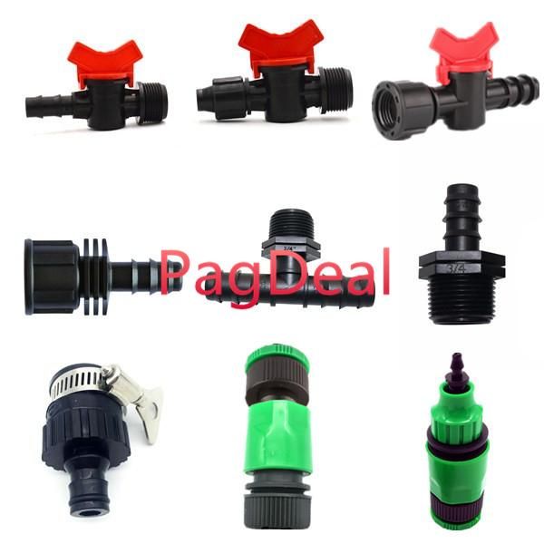 

watering equipments 20pcs 16mm hose barbed greenhouse garden drip irrigation connector g1/2 g3/4 water control valve faucet fitting tap swit