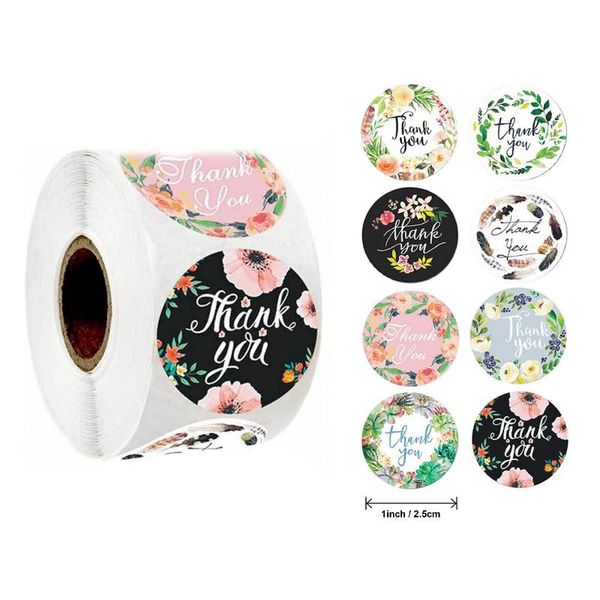 

gift wrap 1inch round floral thank you stickers scrapbooking for package seal labels handmade crafts flowers sealing gifts decor
