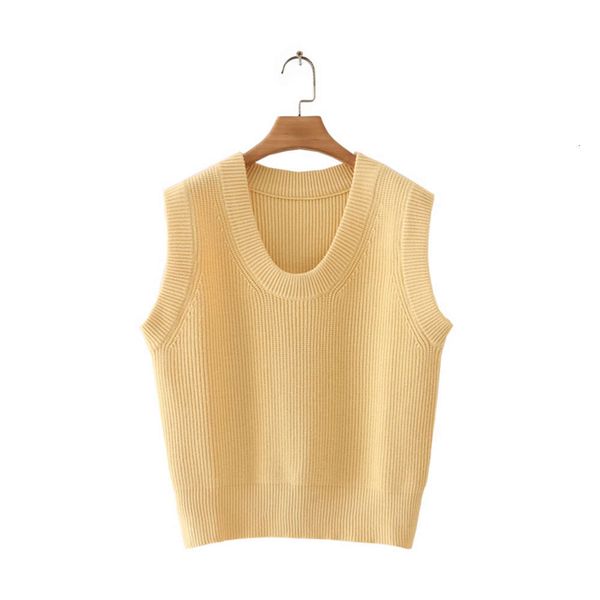 

autumn version simple round neck thickened sleeveless knitted vest women 83, White