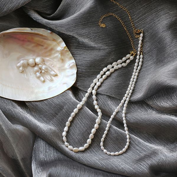 

freshwater pearl titanium steel accessories ins style european and american versatile folding basic chain necklace female neck chain, Silver