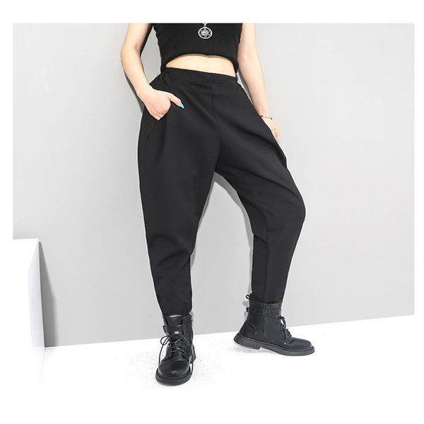 

women's pants & capris small foot harlan casual elastic waist thin personality versatile radish dark department 2021 autumn n, Black;white