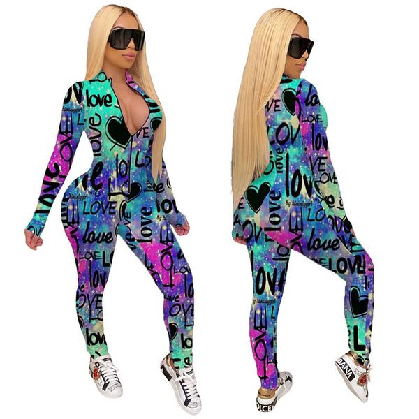 

women's jumpsuits & rompers letter printed jumpsuit streetwear slim long sleeve zipper print fit romper one-piece suit for women, Black;white