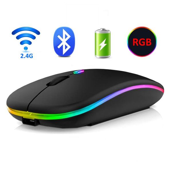 

mice rgb wireless mouse bluetooth gamer rechargeable computer usb ergonomic mause silent for lappc