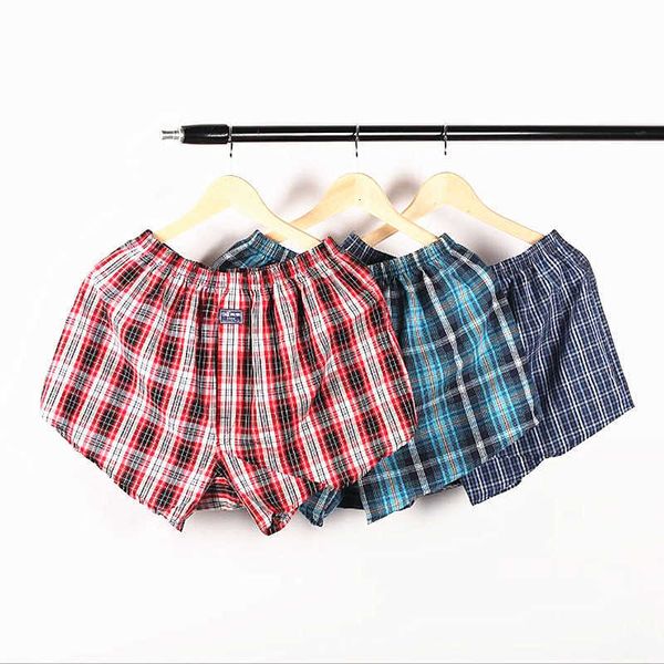 

underpants plaid men underwear cotton sleep mens loose woven boxers shorts family comfortable homewear arrow panties oversize, Black;white