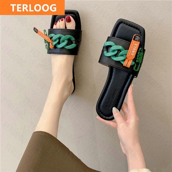 

slippers women flats 2021 summer fashion sweet dress modern sandals outdoor beach designer slides casual shoes flip flops, Black