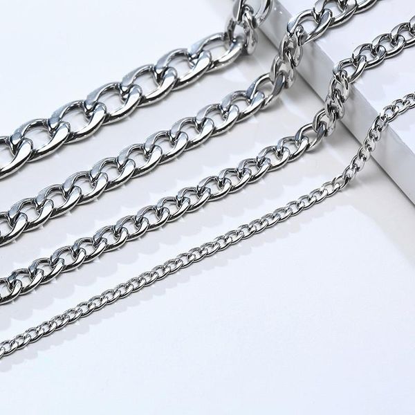 

link, chain letapi mens bracelet stainless steel curb cuban for fashion silver color women jewelry gift, Black