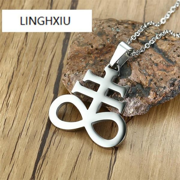 

pendant necklaces men's leviathan cross sulphur necklace satanic inverted crucifixo collar in 24inch chains, Silver