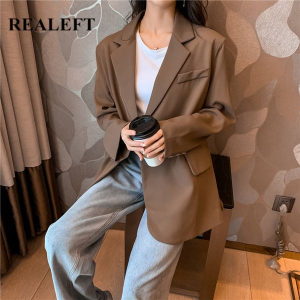 

autumn chic women's blazers casual solid female jackets notched high waist pockets outwear office lady 210428, White;black