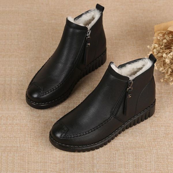 

boots fashion women ankle winter waterproof warm woman snow female non-slip casual shoes ladies, Black