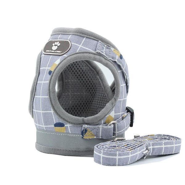 

pets chest straps reflect light ventilation articles vest type kitty gogo tow rope plaid dog leash harness apparel