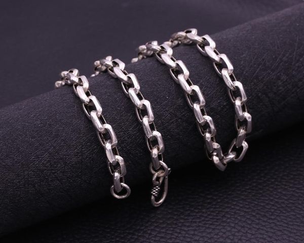 

chains genuine solid 925 sterling thai silver simple loop link chain men's necklace jewelry gift a4581