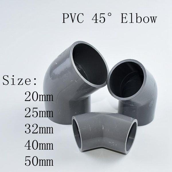 

2-10pcs 20/25/32/40/50mm grey pvc 45 degree elbow connector garden irrigation water pipe aquarium adapter watering equipments