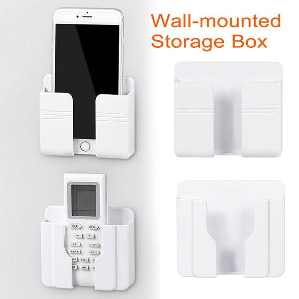 

wall mounted organizer storage box cell phone socket mount holder charging multifunction b88 hooks & rails