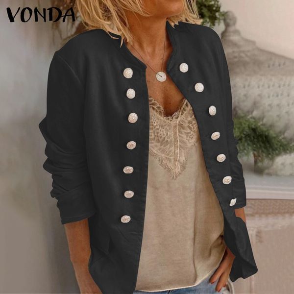 

sweaters elegant office women overcoats 2021 vonda female casual solid coat spring autumn coats formal jackets outerwear s-5xl, White;black