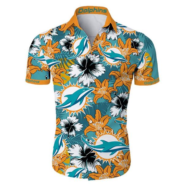 

fashionprint green leaves orange flower jumping dolphin men's casual 3d shirt shirts, White;black