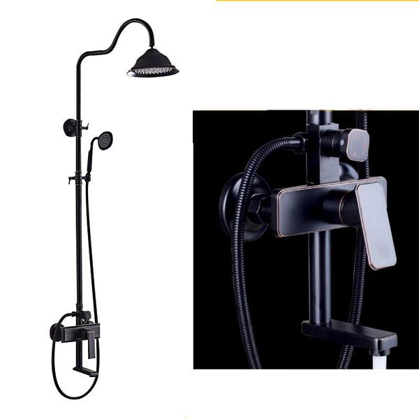 

bathroom shower sets black set brass faucet wall mounted system rainfall head