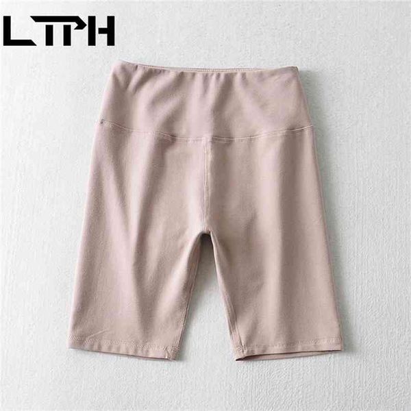 

ltph ins all-match gym cycling bike sweatpants skinny elastic high waist shorts women cotton sports leggings spring 210423, White;black
