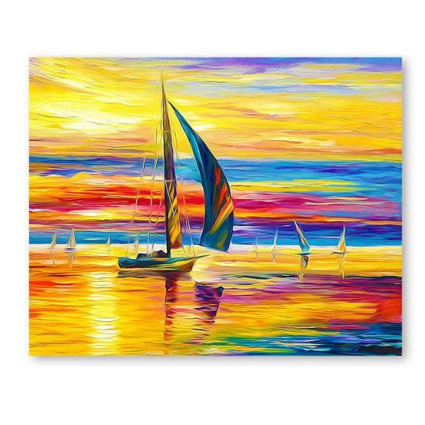 

paintings sunset ship oil painting by numbers landscape diy craft kits handmade acrylic paint for adults coloring drawing art