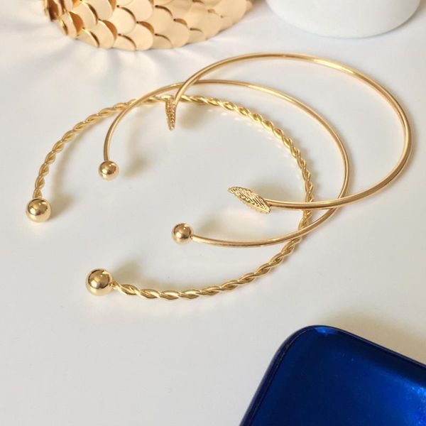 

bangle 3-piece set of ladies personality bracelet simple metal opening geometric exquisite fashion jewelry party trend accessories s023, Black