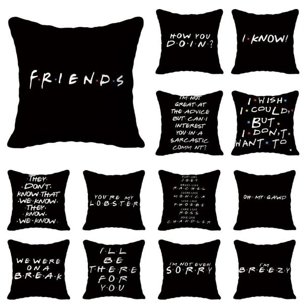 

cushion/decorative pillow american tv series friends lines black cushion cover polyester microfiber throw case livingroom decorative pillows