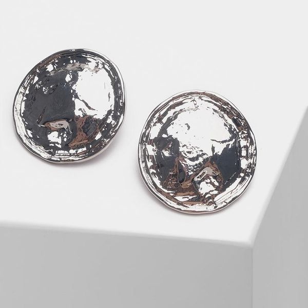 

stud amorita boutique retro simple flat round earrings, Golden;silver