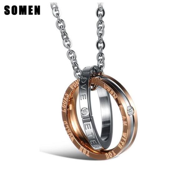 

pendant necklaces rose gold color women stainless steel with rhinestone romantic style girlfriend birthday gift fashion female jewelry, Silver