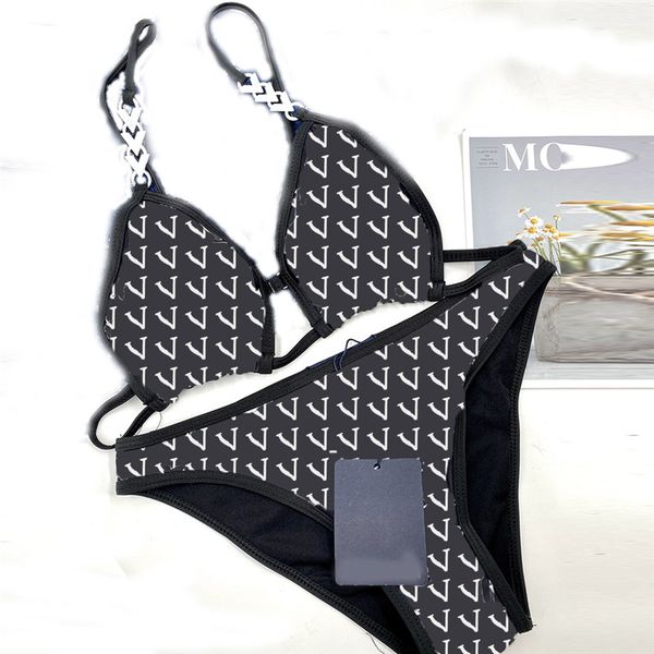 

fashionable solid color bikini simple printed swimwears special sling swimming suits ladies beach wears