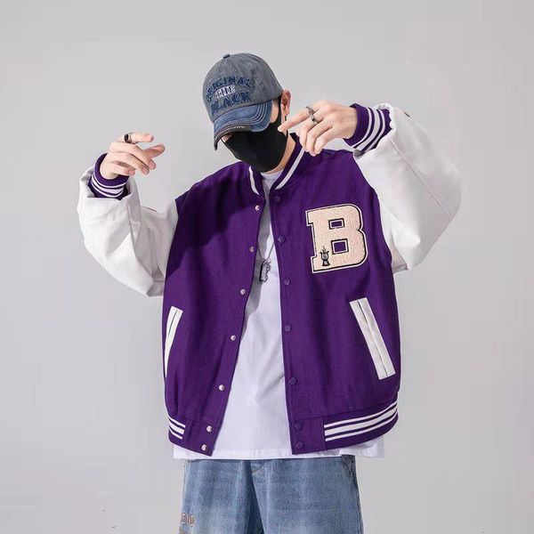 

women's jackets 2021 hip hop patchwork furry bone color block mens harajuku streetwear bomber jacket women baseball coats y, Black;brown