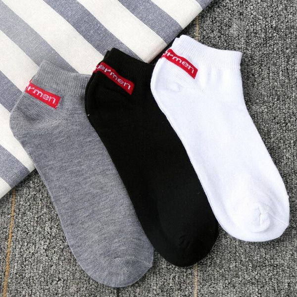 

men's socks 1 pair comfortable stripe cotton sock slippers short ankle calcetines casual solf 2021, Black
