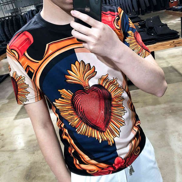 

tee heavy industry drilling short sleeve man-made shirt-shirt thin fashion impression harajuku will top, White;black