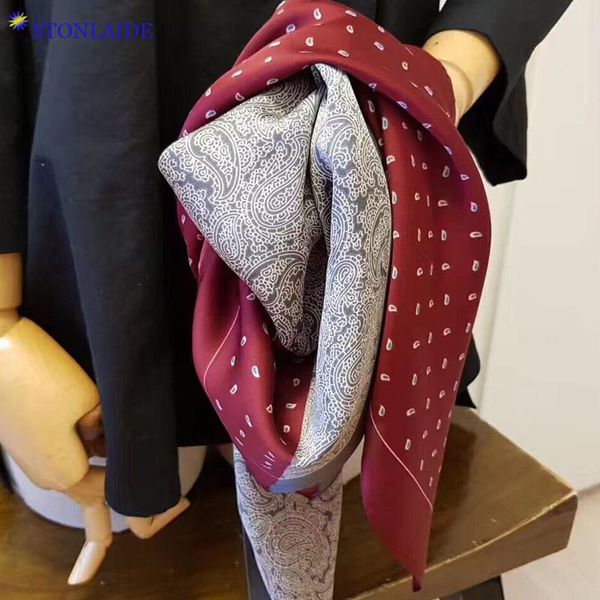 

scarves korean square satin silk handkerchief for women clear fashion printing neck tie scarf womens travel scarfs 70x70cm bandana, Blue;gray