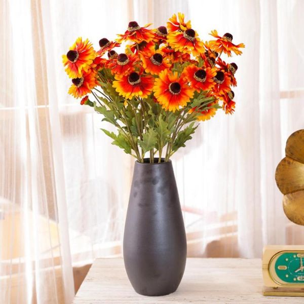 

head artificial flower multi-use bright-colored faux silk decorative sunflower display for gift home arrangement flowers & wreaths