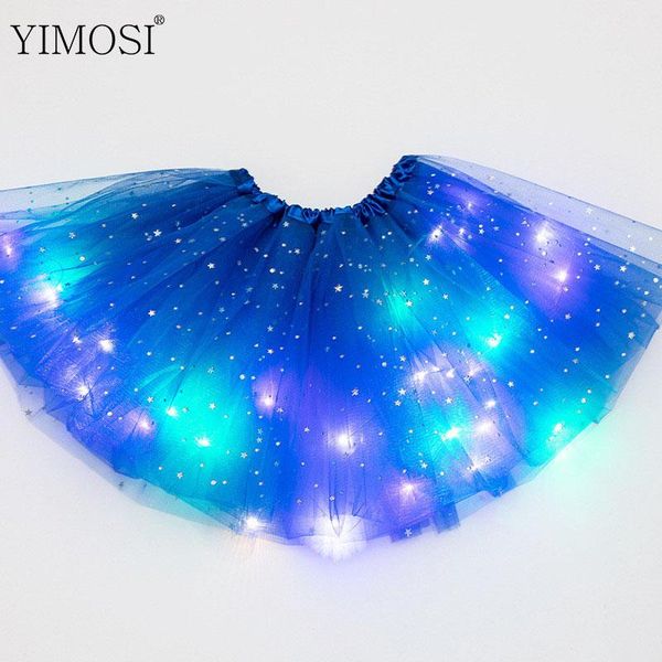 

skirts led skirt glow light tutu luminous party halloween festival kids girls princess 2021 sequins mesh mini, Black