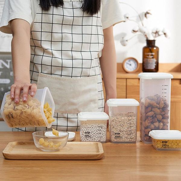 

650/1000/1800ml storage container plastic kitchen refrigerator noodle box multigrain tank transparent sealed bottles & jars