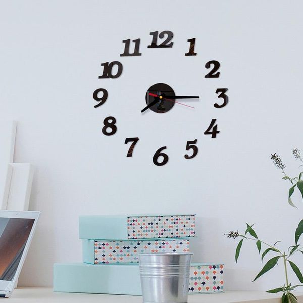 

wall clocks modern nordic 3d diy large clock design mute home decoration living room acrylic mirror