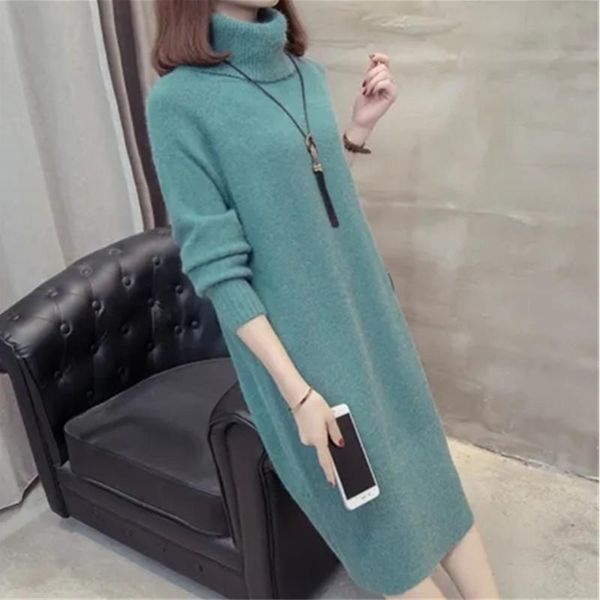 

women's sweaters fashion 2022 women autumn winter sweater pullovers warm plus size long dress knitted female sleeve 4xl, White;black