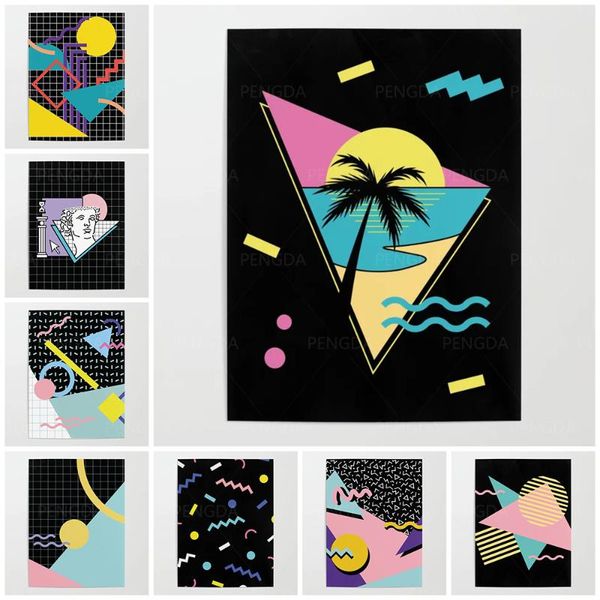 

paintings home decor canvas memphis pattern black cartoon cool wall art painting pictures printing modular artwork poster for living room