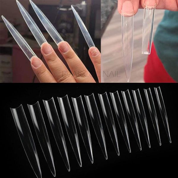 

false nails 4xl extra long stiletto nail tips no c curve half cover fake tip salon manicure supply pack of 12, Red;gold