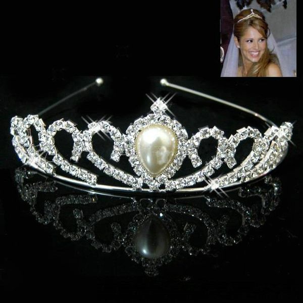 

hair clips & barrettes luxury crystal rhinestone pearl headband wedding party tiaras band bridal accessories flower girls hairpin, Golden;silver