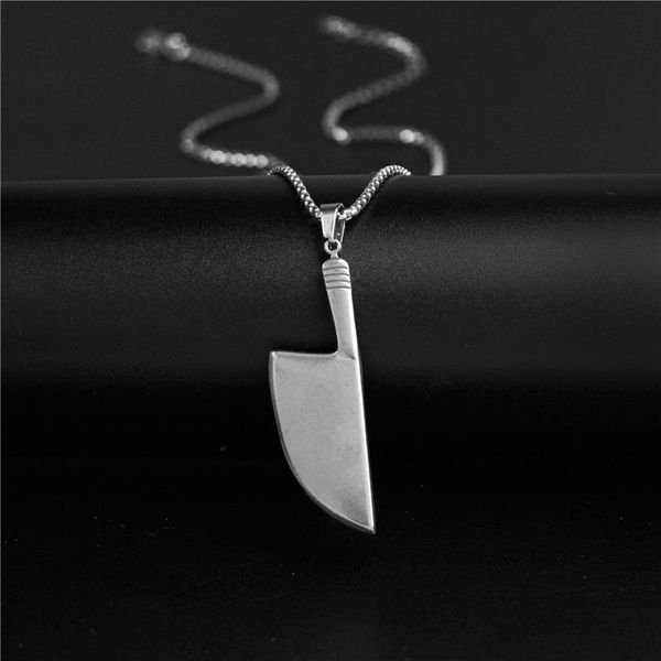 

pendant necklaces 2021 creative kitchen knife necklace stainless steel for women men hip hop punk fashion jewelry gifts, Silver
