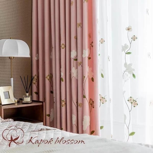 

curtain & drapes pastoral kapok cotton linen embroidered bedroom study shade french window tatami nordic simple ins wind