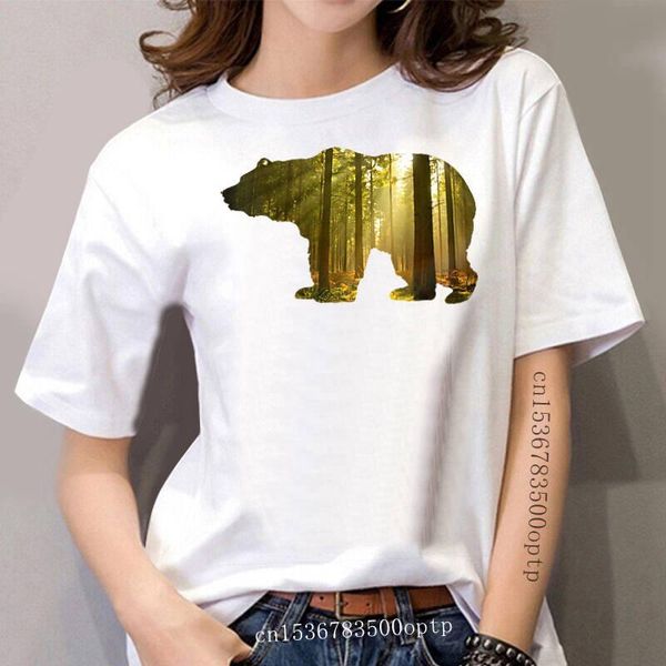 

women's t-shirt nature 679 tee forest bear silhouette tshirt shirt womens kids animal t women, White