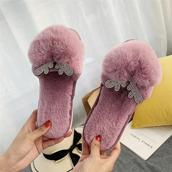 

slippers winter home love small antlers women female comfort floor cotton autumn non-slip flat plush 70, Black